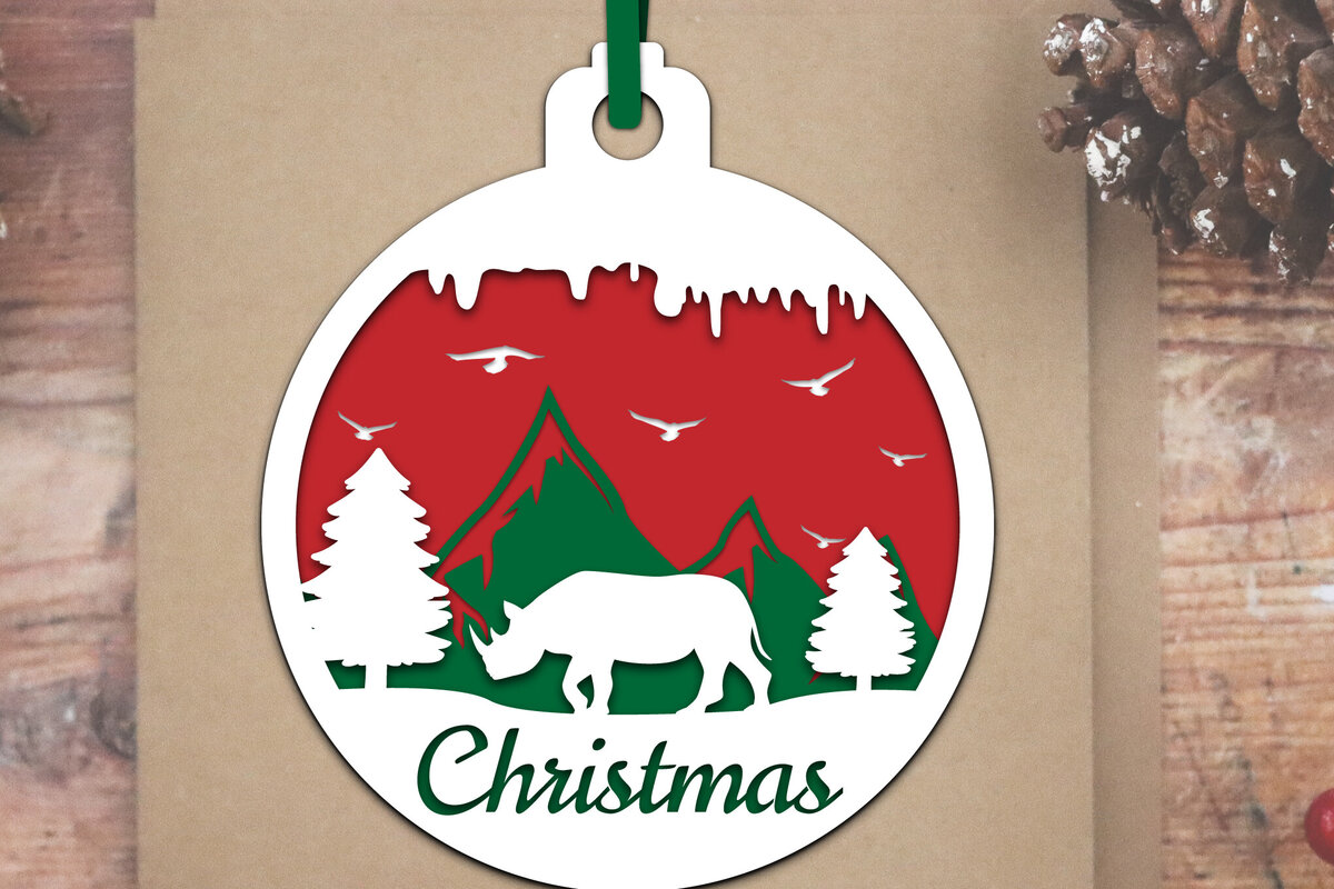 Σετ των 3 Intra απο ξύλο plywood 3mm-4mm πάχος Ζώο Χριστουγεννιάτικη Μπάλα Papercut Δίασταση 8x8 cm INTRAFABR-79734062