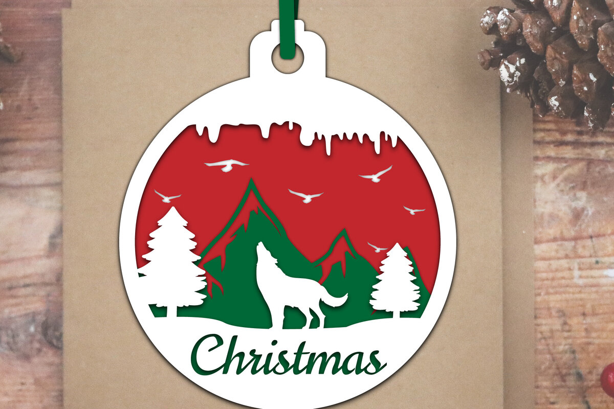 Σετ των 3 Intra απο ξύλο plywood 3mm-4mm πάχος Ζώο Χριστουγεννιάτικη Μπάλα Papercut Δίασταση 8x8 cm INTRAFABR-79733299