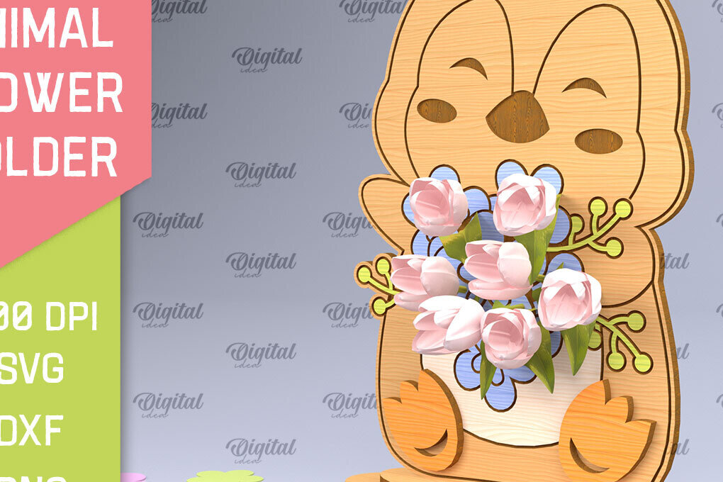 Intra απο ξύλο plywood 3mm-4mm πάχος Animal Flower Holder Δίασταση 30x20 cm INTRAFABR-93529741