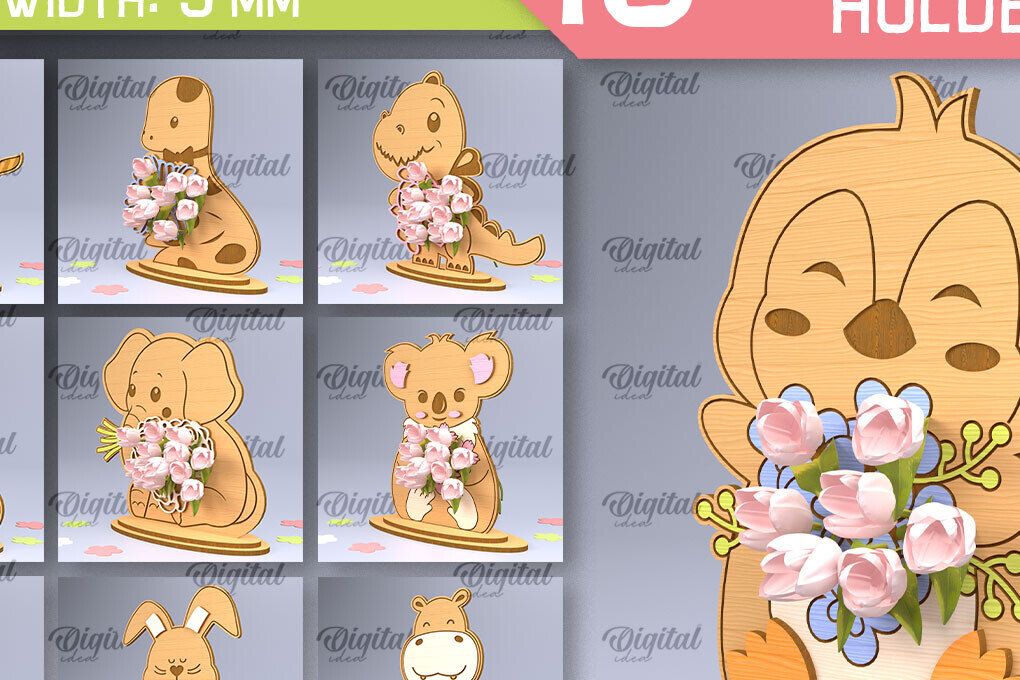 Intra απο ξύλο plywood 3mm-4mm πάχος κοπής με λέιζερ Holders Animal Flower Δίασταση 30x20 cm INTRAFABR-93640434