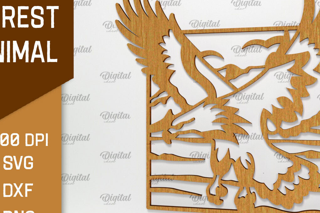 Intra απο ξύλο plywood 3mm-4mm πάχος τέχνης Animal Forest Wall Art Δίασταση 40x40 cm INTRAFABR-94685620