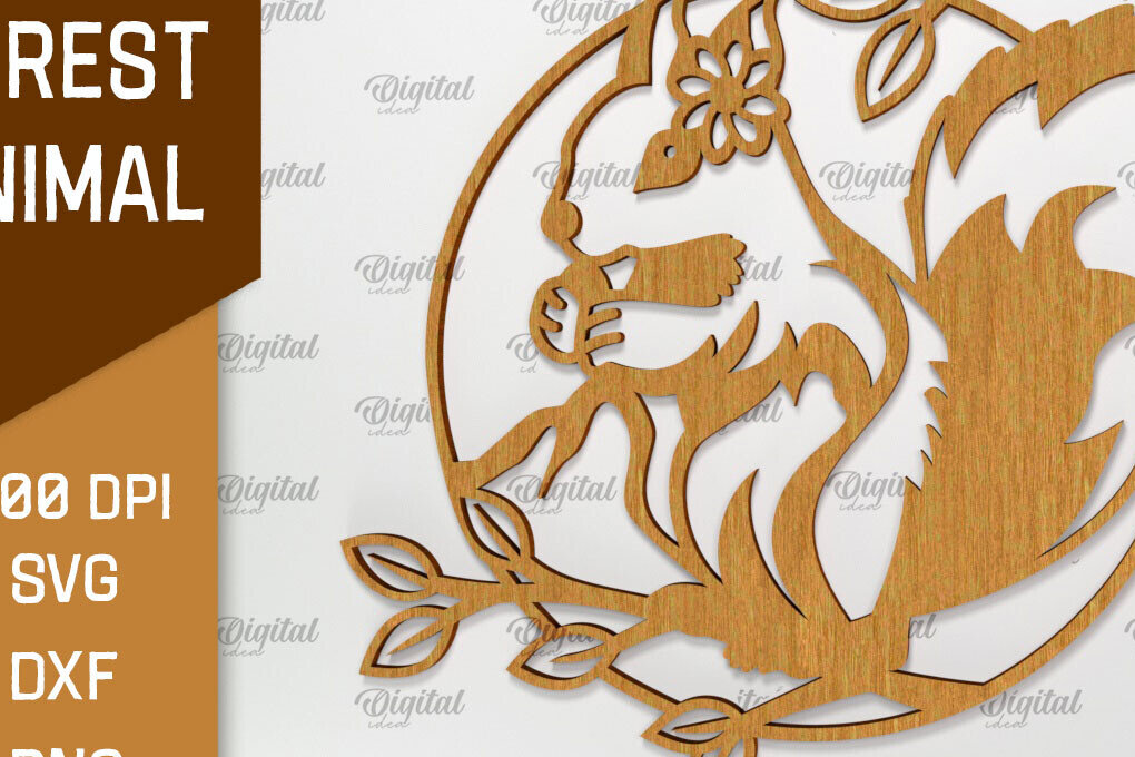 Intra απο ξύλο plywood 3mm-4mm πάχος τέχνης Animal Forest Wall Art Δίασταση 40x40 cm INTRAFABR-94685266