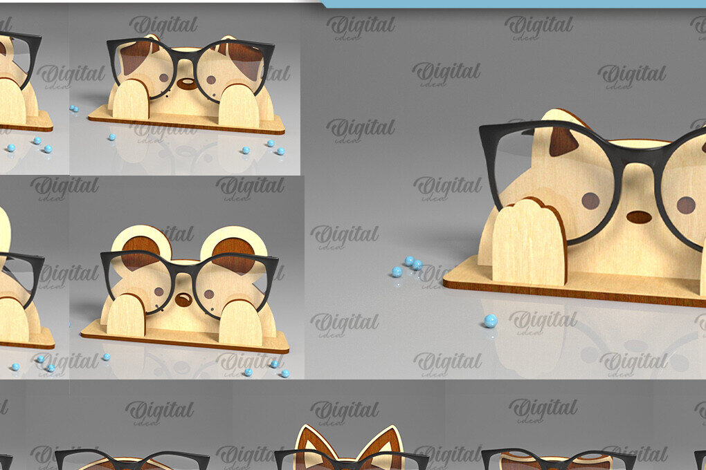 Intra απο ξύλο plywood 3mm-4mm πάχος κοπής με λέιζερ κατόχους γυαλιών ζώων Δίασταση 30x20 cm INTRAFABR-95103065