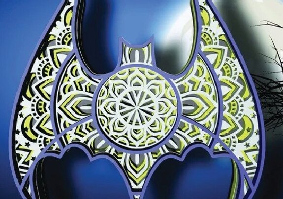 Intra απο ξύλο plywood 3mm-4mm πάχος Animal Mandala , BAT , 4 Layers Δίασταση 30x30 cm INTRAFABR-31645919