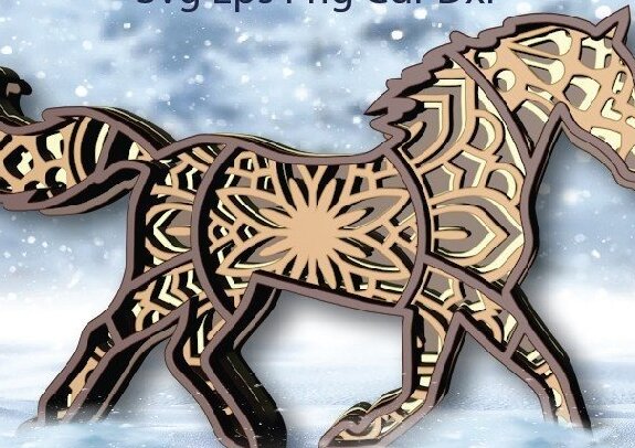 Intra απο ξύλο plywood 3mm-4mm πάχος Ζώο Mandala, ιππασία, Δίασταση 30x30 cm INTRAFABR-32613478