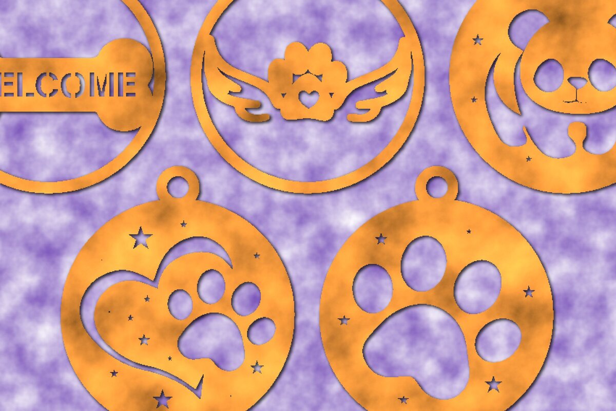 Σετ των 3 Intra απο ξύλο plywood 3mm-4mm πάχος Δέσμη κοπής με λέιζερ στολίδι για ζώα Δίασταση 25x25 cm INTRAFABR-45069479