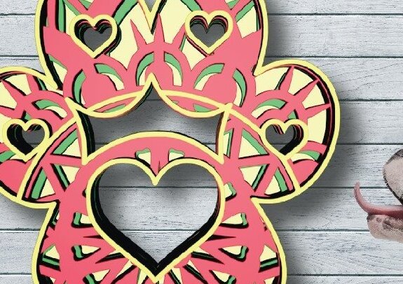 Intra απο ξύλο plywood 3mm-4mm πάχος Πόδι ζώου, καρδιά, μάνταλα, Δίασταση 30x20 cm INTRAFABR-31816126