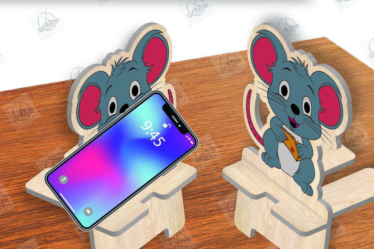 Σετ των 2 Intra απο ξύλο plywood 3mm-4mm πάχος Animal Phone Stand Δίασταση 15x15 cm INTRAFABR-111420172