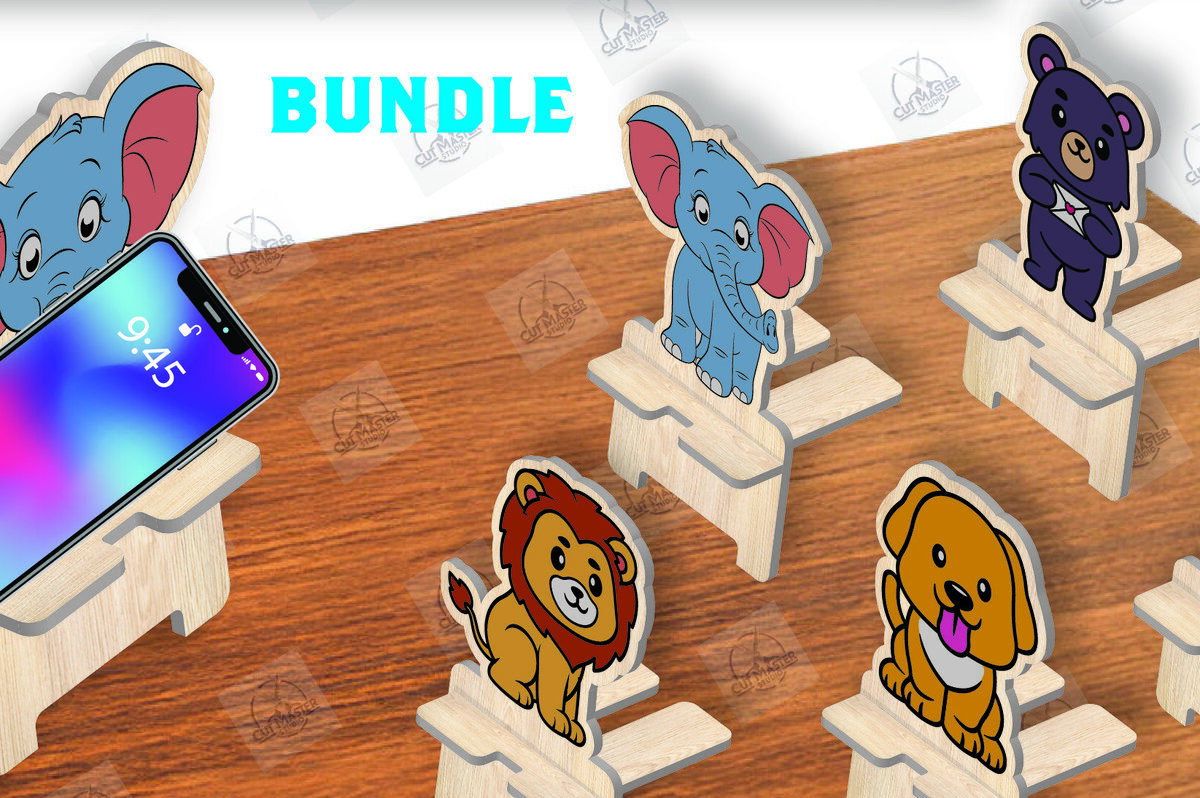 Σετ των 2 Intra απο ξύλο plywood 3mm-4mm πάχος βάσης τηλεφώνου Animal Δίασταση 15x15 cm INTRAFABR-111420458