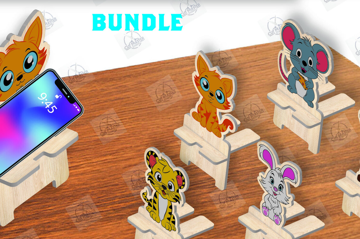 Σετ των 2 Intra απο ξύλο plywood 3mm-4mm πάχος βάσης τηλεφώνου Animal Δίασταση 15x15 cm INTRAFABR-111420255