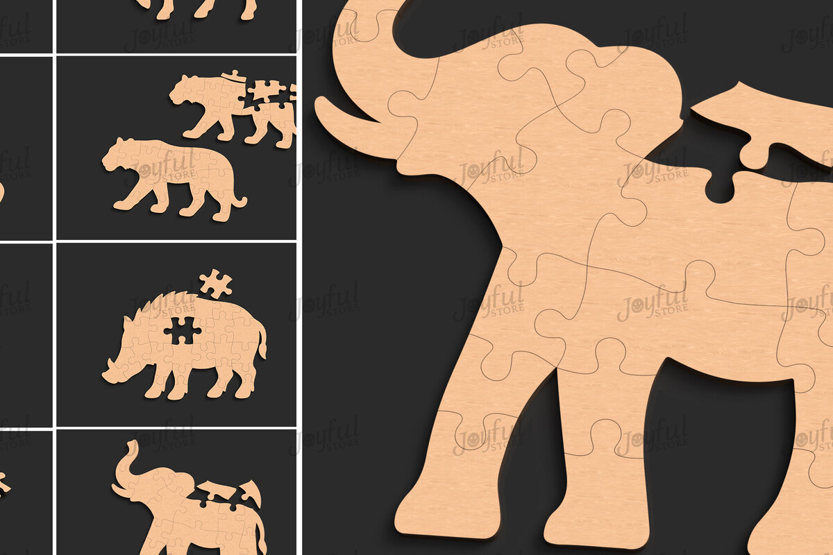 Intra απο ξύλο plywood 3mm-4mm πάχος παζλ ζώων Δίασταση 30x20 cm INTRAFABR-123421425