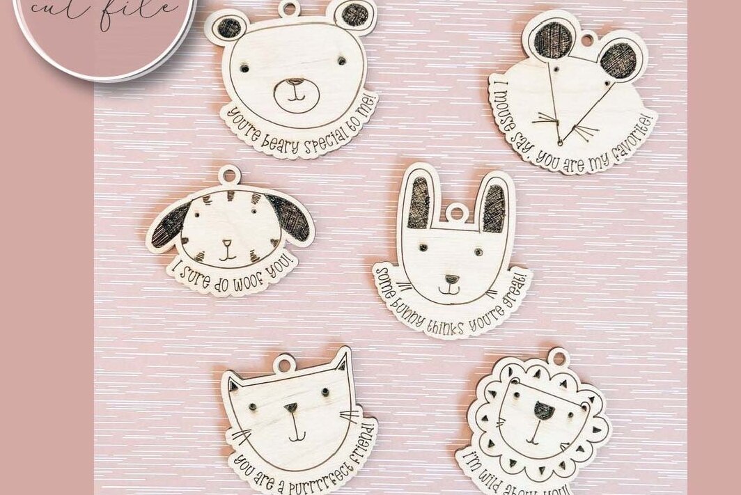 Σετ των 3 Intra απο ξύλο plywood 3mm-4mm πάχος  Animal Valentines Δίασταση 4x4 cm INTRAFABR-75553567