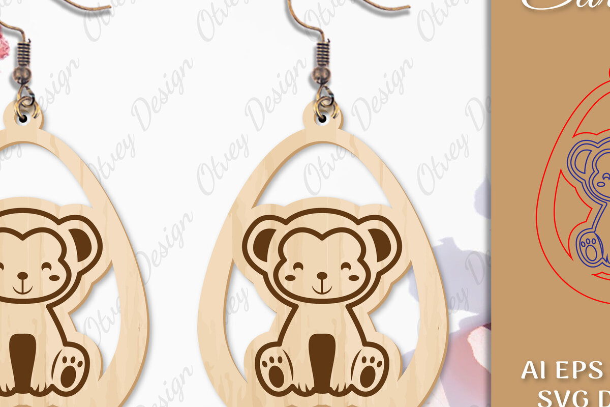 Σετ των 3 Intra απο ξύλο plywood 3mm-4mm πάχος Σκουλαρίκια ζώων Δίασταση 3x3 cm INTRAFABR-97802124