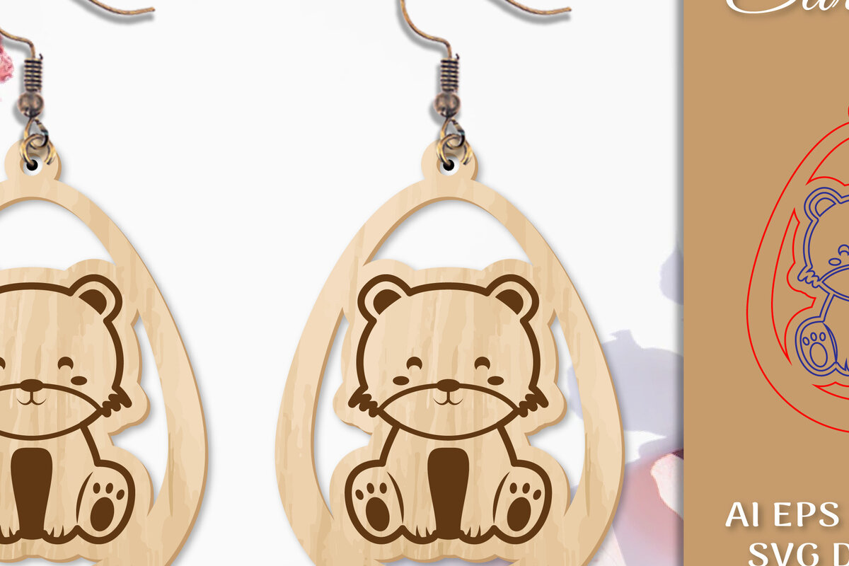 Σετ των 3 Intra απο ξύλο plywood 3mm-4mm πάχος Σκουλαρίκια ζώων Δίασταση 3x3 cm INTRAFABR-97801837