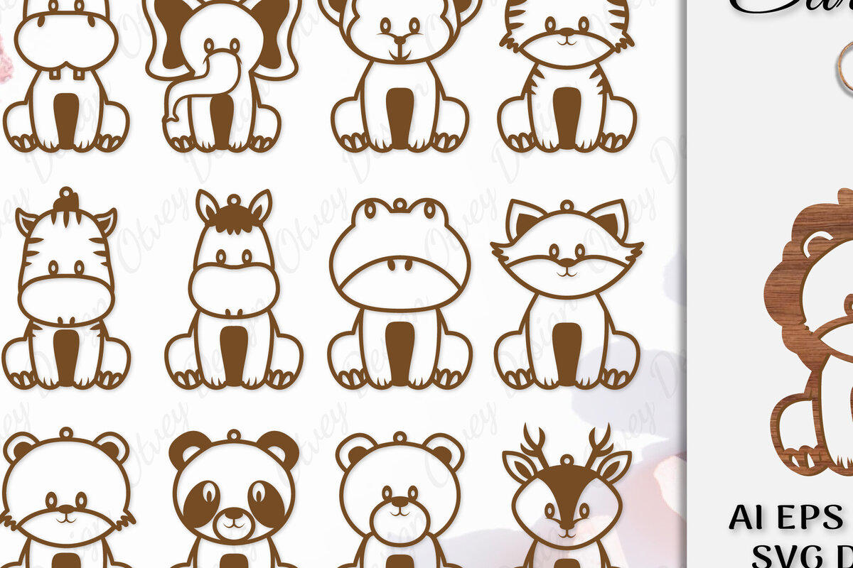 Σετ των 3 Intra απο ξύλο plywood 3mm-4mm πάχος Ζώα Σκουλαρίκια BNDLE Δίασταση 3x3 cm INTRAFABR-98641176