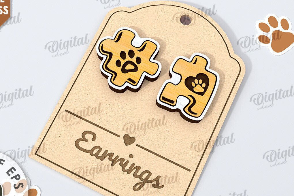 Σετ των 3 Intra απο ξύλο plywood 3mm-4mm πάχος Animals Earrings . Παζλ Δίασταση 3x3 cm INTRAFABR-115292557