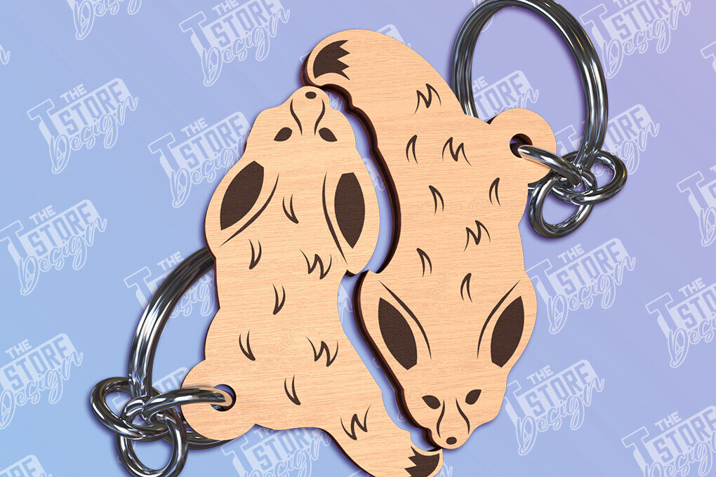 Σετ των 3 Intra απο ξύλο plywood 3mm-4mm πάχος Ζευγάρι Μπρελόκ Ζευγάρι Σχέδιο κοπής με λέιζερ Δίασταση 6x6 cm INTRAFABR-96297957