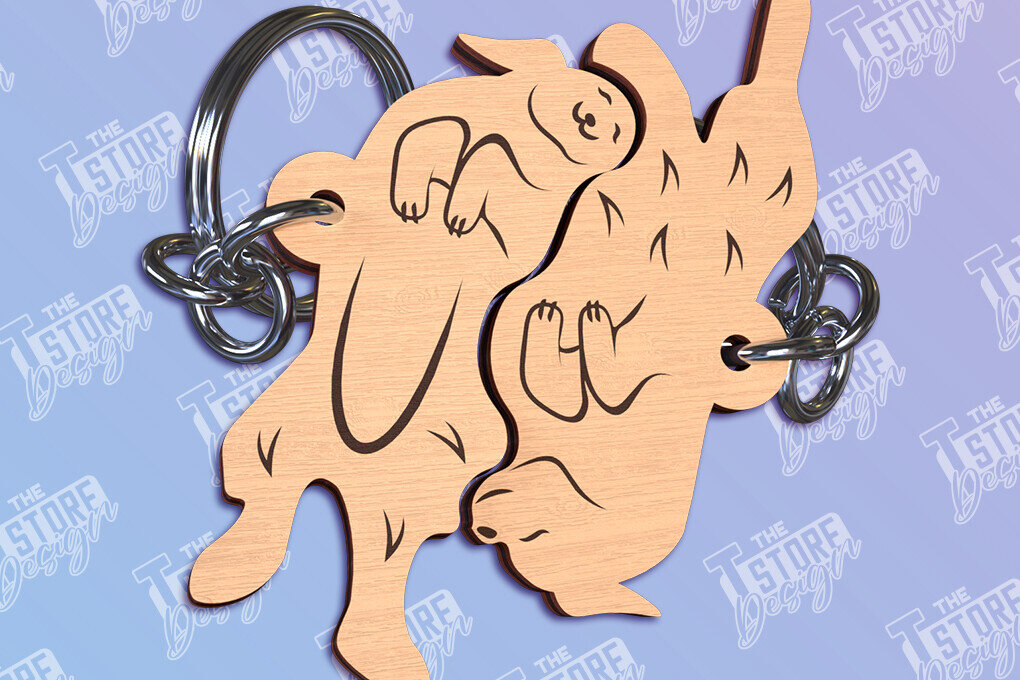 Σετ των 3 Intra απο ξύλο plywood 3mm-4mm πάχος Ζευγάρι Μπρελόκ Ζευγάρι Σχέδιο κοπής με λέιζερ Δίασταση 6x6 cm INTRAFABR-96297938