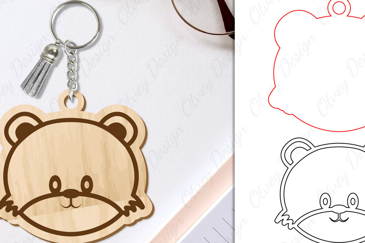 Σετ των 3 Intra απο ξύλο plywood 3mm-4mm πάχος Μπρελόκ Ζώων Δίασταση 6x6 cm INTRAFABR-98641996