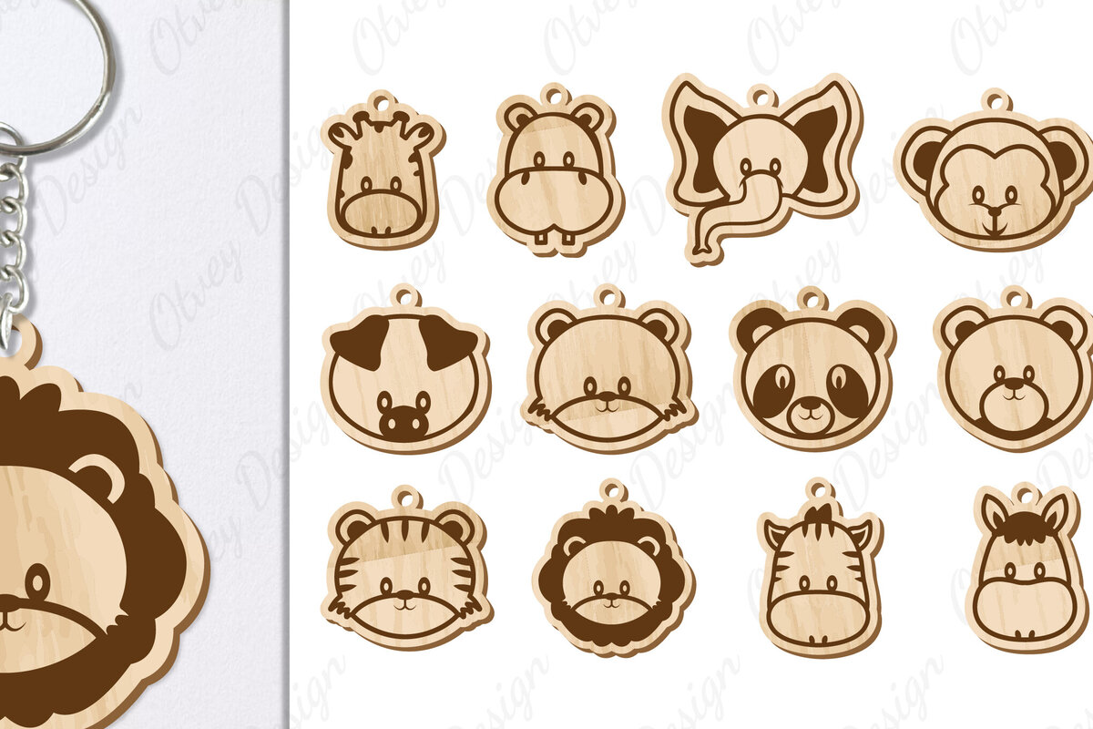 Σετ των 3 Intra απο ξύλο plywood 3mm-4mm πάχος Μπρελόκ Ζώων Δίασταση 6x6 cm INTRAFABR-98643327