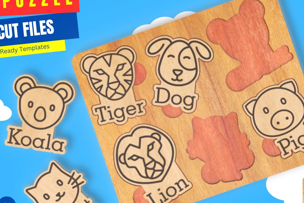 Σετ των 2 Intra απο ξύλο plywood 3mm-4mm πάχος Animals Kids Puzzle | | Δίασταση 20x20 cm INTRAFABR-84632670