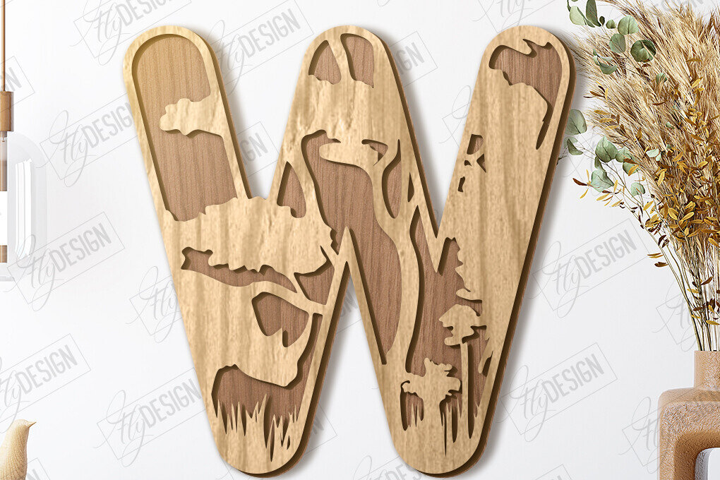 Σετ των 2 Intra απο ξύλο plywood 3mm-4mm πάχος Γράμματα ζώων | Αλφάβητο Δίασταση 15x15 cm INTRAFABR-121356540