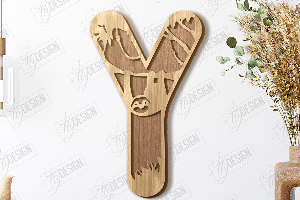 Σετ των 2 Intra απο ξύλο plywood 3mm-4mm πάχος Γράμματα ζώων | Αλφάβητο Δίασταση 15x15 cm INTRAFABR-121356547