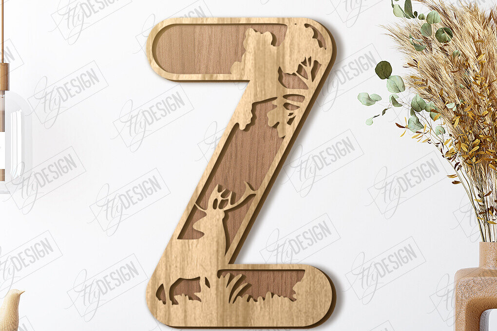 Σετ των 2 Intra απο ξύλο plywood 3mm-4mm πάχος Γράμματα ζώων | Αλφάβητο Δίασταση 15x15 cm INTRAFABR-121356551