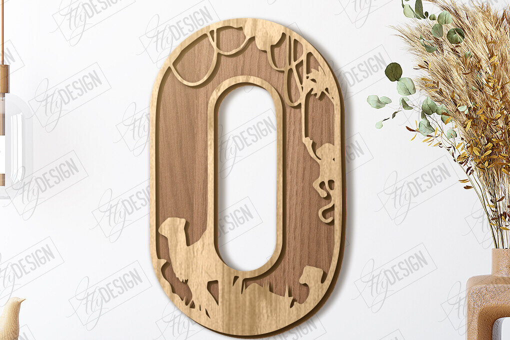 Σετ των 2 Intra απο ξύλο plywood 3mm-4mm πάχος Γράμματα ζώων | Αλφάβητο Δίασταση 15x15 cm INTRAFABR-121356497