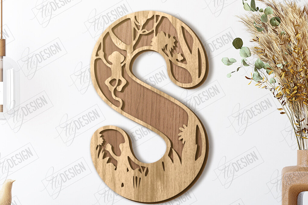 Σετ των 2 Intra απο ξύλο plywood 3mm-4mm πάχος Γράμματα ζώων | Αλφάβητο Δίασταση 15x15 cm INTRAFABR-121356516