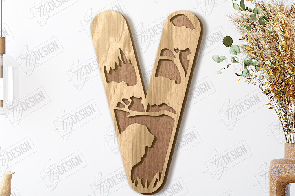 Σετ των 2 Intra απο ξύλο plywood 3mm-4mm πάχος Γράμματα ζώων | Αλφάβητο Δίασταση 15x15 cm INTRAFABR-121356537