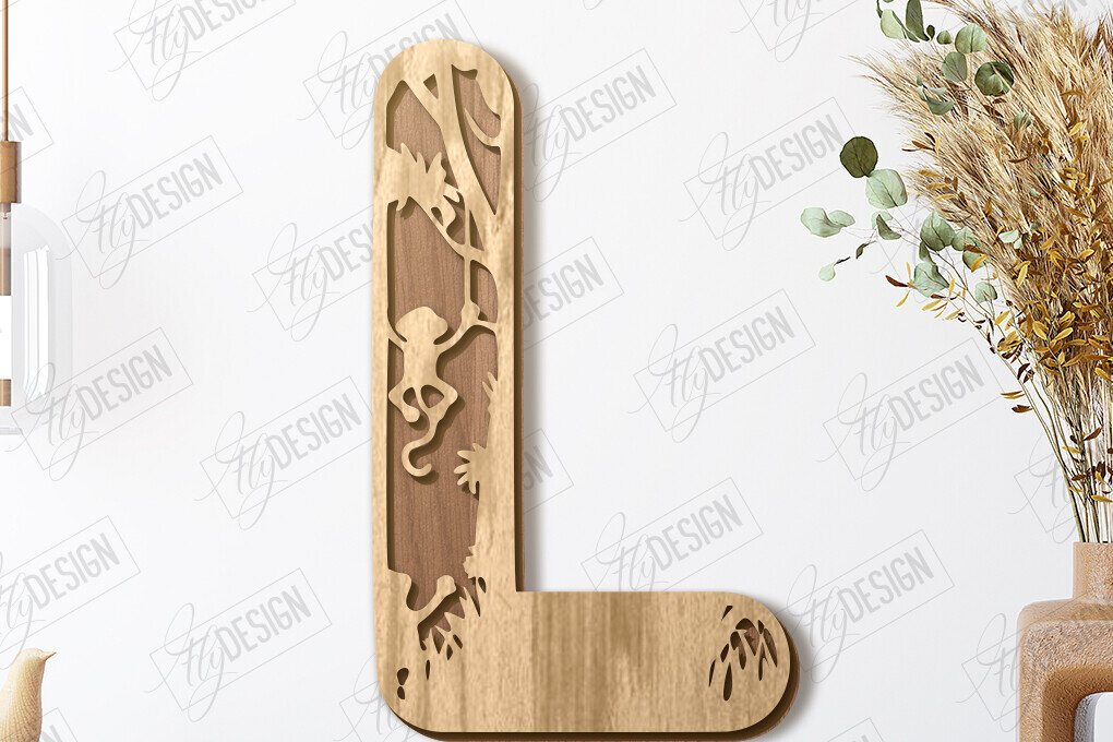 Σετ των 2 Intra απο ξύλο plywood 3mm-4mm πάχος Ζώα Γράμματα | Αλφάβητο |CNC Δίασταση 15x15 cm INTRAFABR-121126787