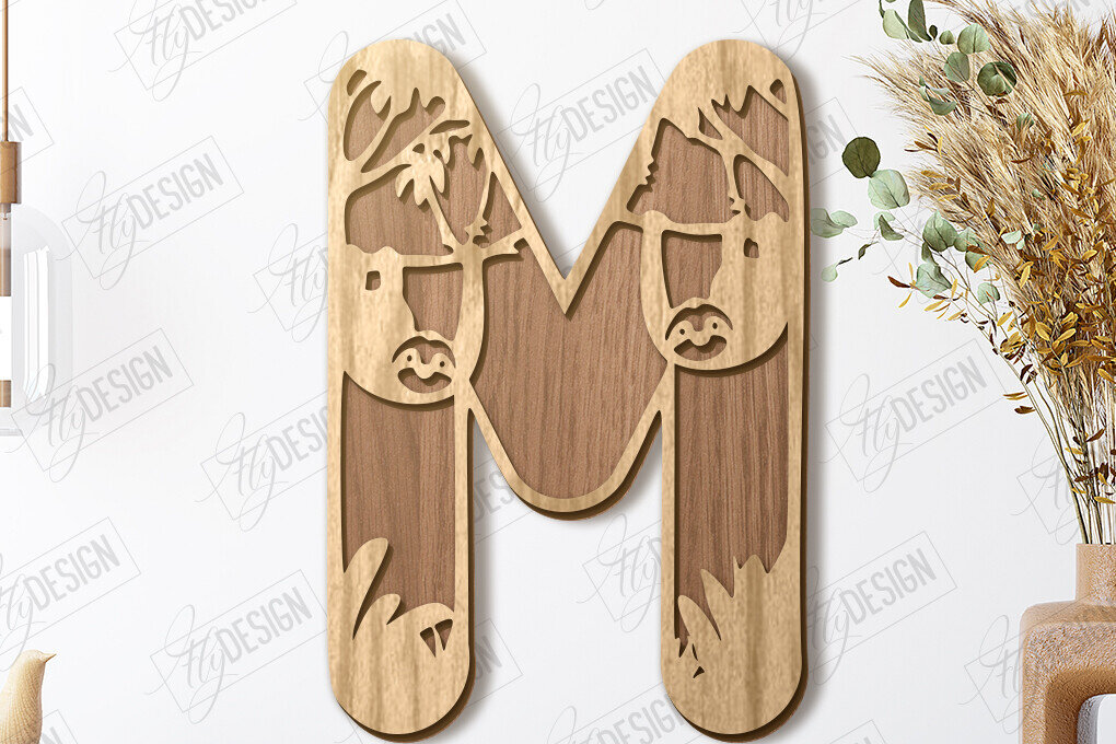 Σετ των 2 Intra απο ξύλο plywood 3mm-4mm πάχος Ζώα Γράμματα | Αλφάβητο |CNC Δίασταση 15x15 cm INTRAFABR-121126793