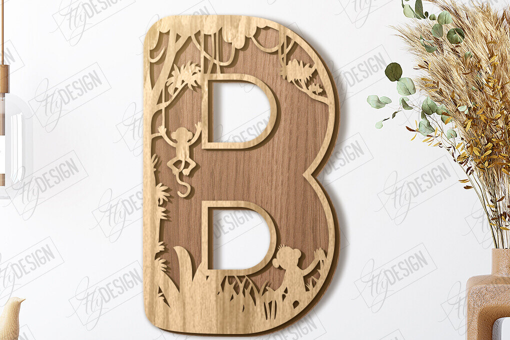 Σετ των 2 Intra απο ξύλο plywood 3mm-4mm πάχος Ζώα Γράμματα | Αλφάβητο |CNC Δίασταση 15x15 cm INTRAFABR-121126747