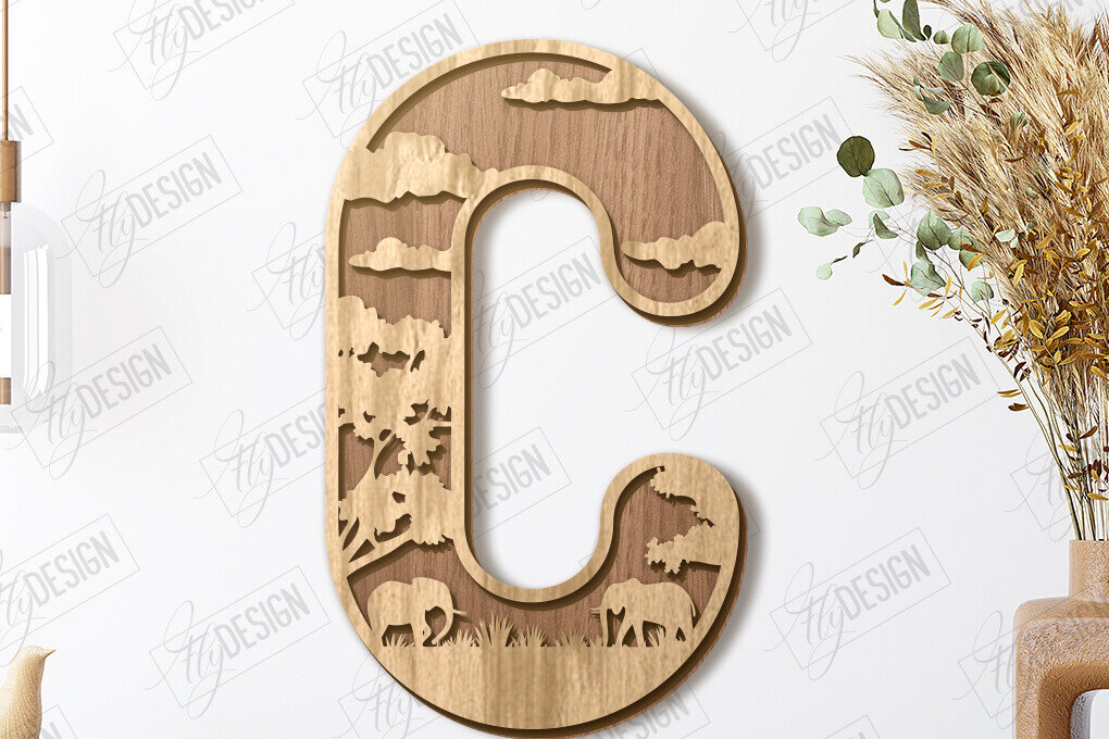 Σετ των 3 Intra απο ξύλο plywood 3mm-4mm πάχος Ζώα Γράμματα | Αλφάβητο |CNC Δίασταση 15x15 cm INTRAFABR-121126751