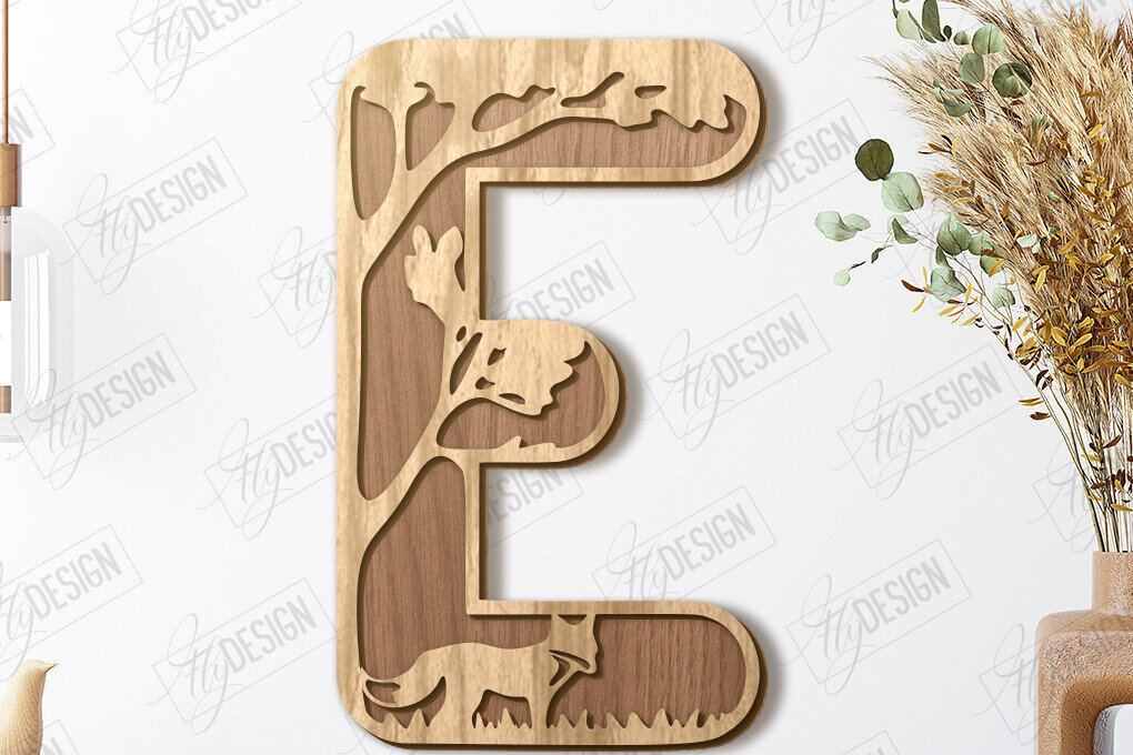 Σετ των 2 Intra απο ξύλο plywood 3mm-4mm πάχος Ζώα Γράμματα | Αλφάβητο |CNC Δίασταση 15x15 cm INTRAFABR-121126760