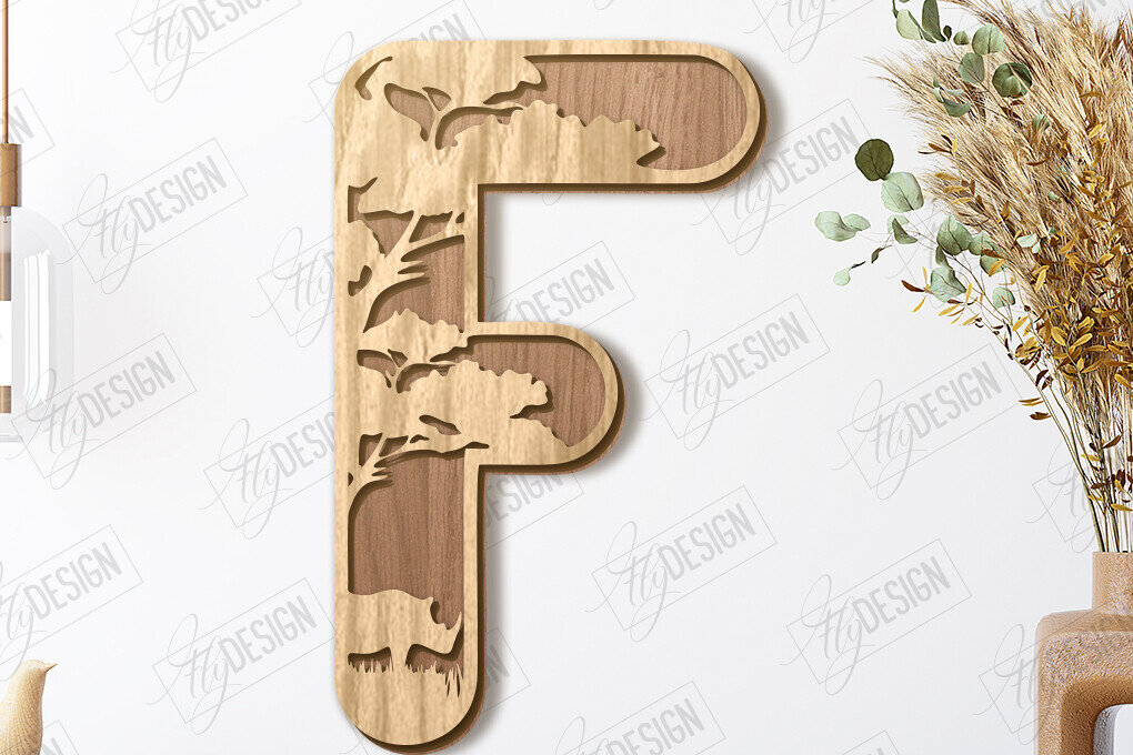 Σετ των 2 Intra απο ξύλο plywood 3mm-4mm πάχος Ζώα Γράμματα | Αλφάβητο |CNC Δίασταση 15x15 cm INTRAFABR-121126764