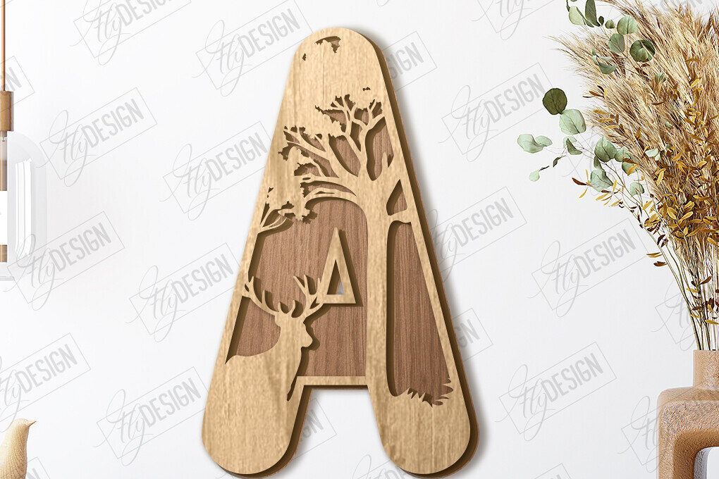 Σετ των 2 Intra απο ξύλο plywood 3mm-4mm πάχος Ζώα Γράμματα | Αλφάβητο |CNC Δίασταση 15x15 cm INTRAFABR-121126745