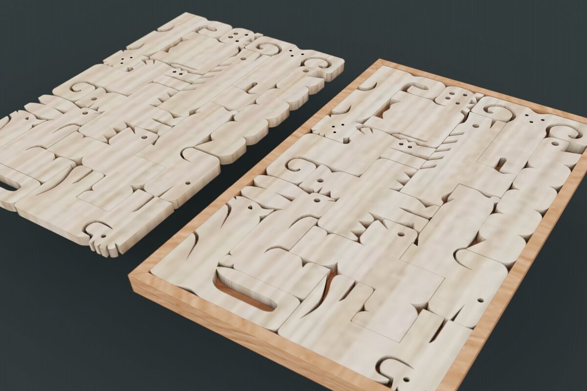 Σετ των 3 Intra απο ξύλο plywood 3mm-4mm πάχος Animals Maya Puzzle , Animals Puzzle Δίασταση 6x6 cm INTRAFABR-113817017