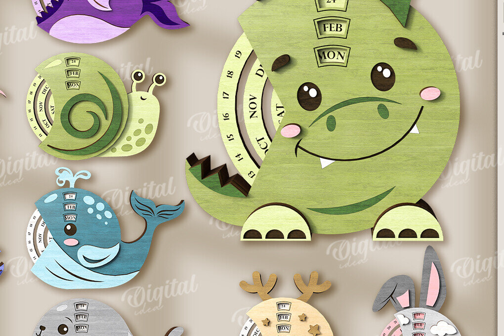 Intra απο ξύλο plywood 3mm-4mm πάχος Animals Perpetual Calendar  Δίασταση 30x20 cm INTRAFABR-123026918