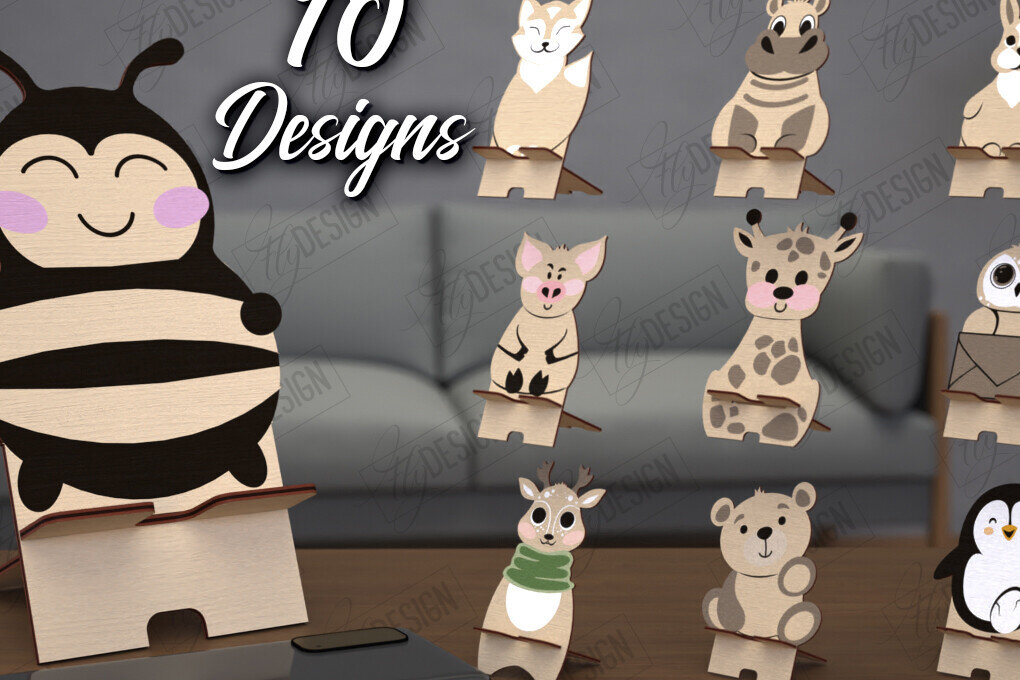 Σετ των 2 Intra απο ξύλο plywood 3mm-4mm πάχος κοπής με λέιζερ θήκες τηλεφώνων ζώων Δίασταση 15x15 cm INTRAFABR-114805693