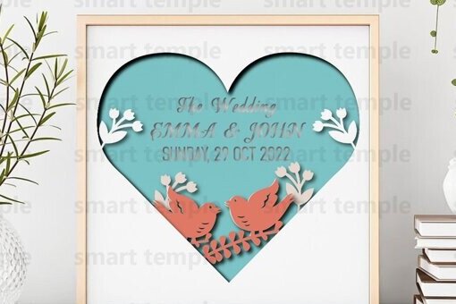 Intra απο ξύλο plywood 3mm-4mm πάχος Επετειακό 3d Shadowbox, Γάμος 3d Δίασταση 30x20 cm INTRAFABR-81183966