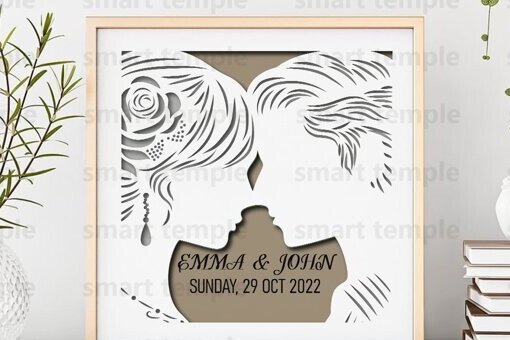 Σετ των 2 Intra απο ξύλο plywood 3mm-4mm πάχος Επετειακό 3d Shadowbox, Wedding Δίασταση 15x15 cm INTRAFABR-81184709