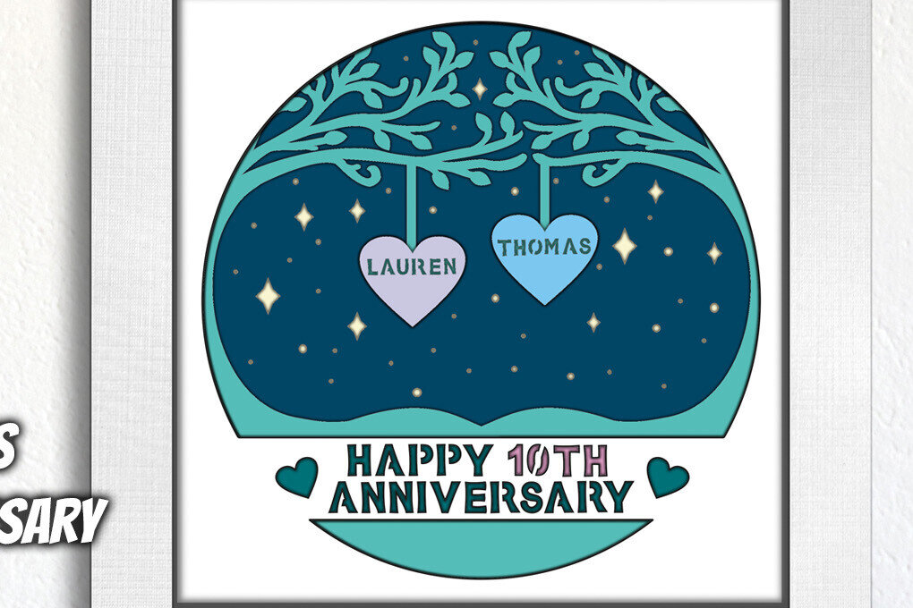 Σετ των 3 Intra απο ξύλο plywood 3mm-4mm πάχος Επετειακό Heart Tree Shadowbox Δίασταση 7x7 cm INTRAFABR-103588122