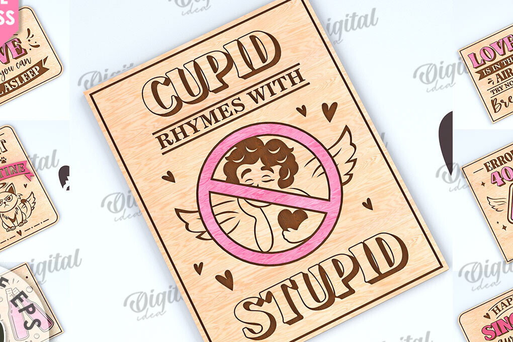 Σετ των 2 Intra απο ξύλο plywood 3mm-4mm πάχος κοπής με λέιζερ για κάρτες Anti Valentine's Cards Δίασταση 15x15 cm INTRAFABR-112096806