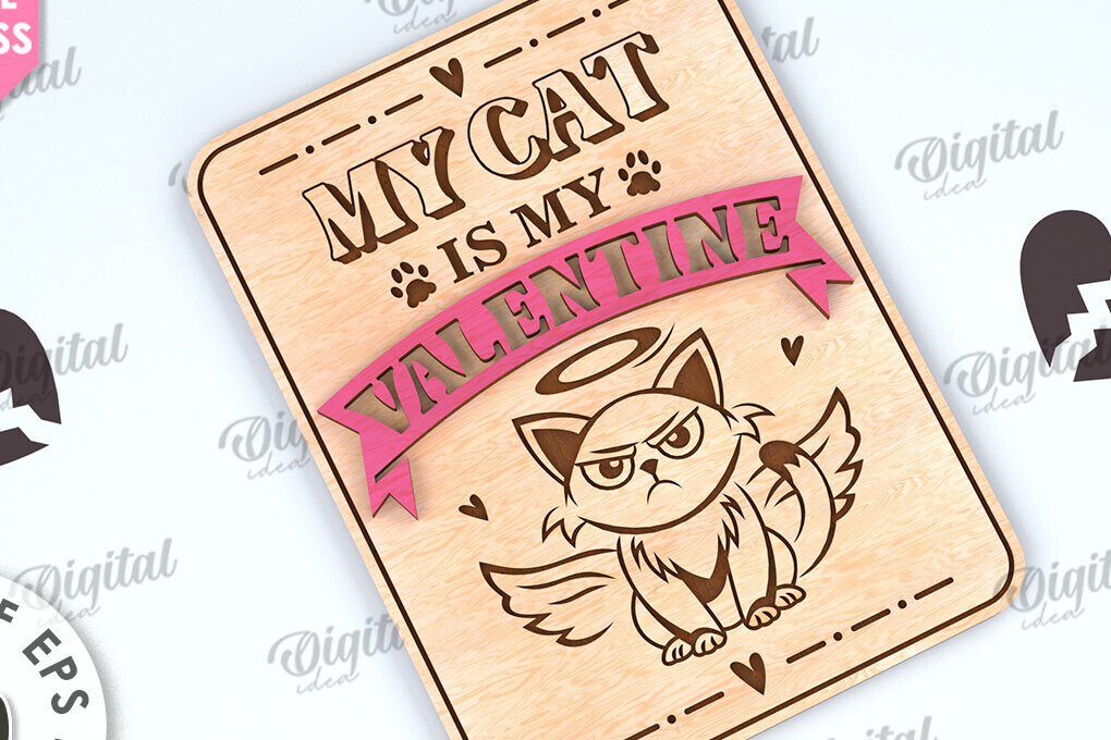 Σετ των 2 Intra απο ξύλο plywood 3mm-4mm πάχος Κάρτα για την ημέρα του Αγίου Βαλεντίνου Κόψιμο με λέιζερ Δίασταση 15x15 cm INTRAFABR-112092793