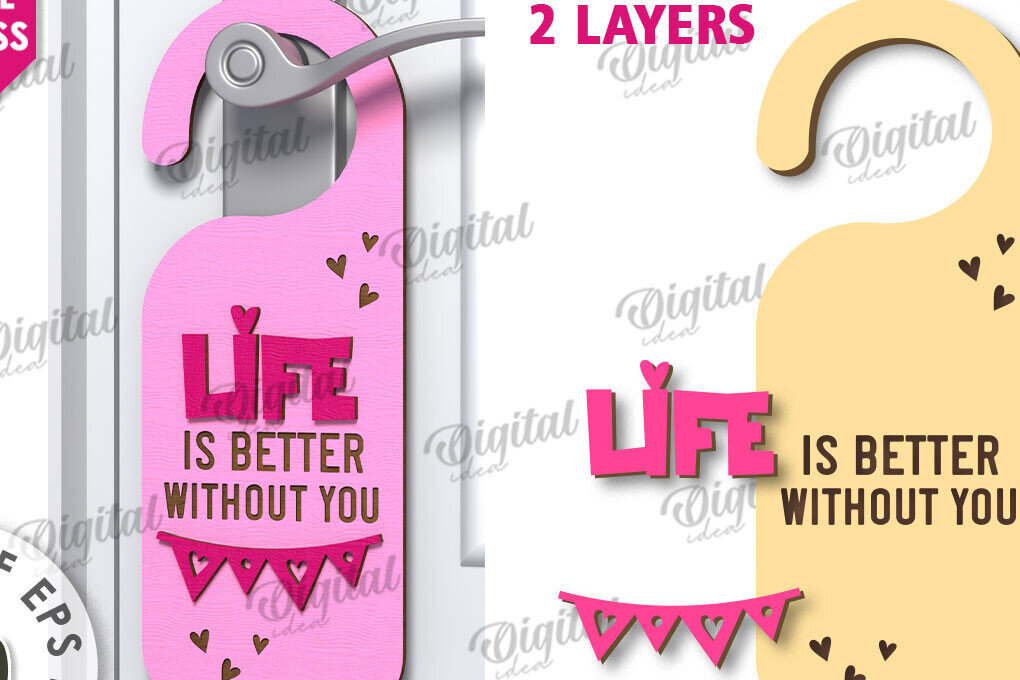 Σετ των 3 Intra απο ξύλο plywood 3mm-4mm πάχος Κρεμάστρα πόρτας κατά του Αγίου Βαλεντίνου  Δίασταση 15x15 cm INTRAFABR-112232140