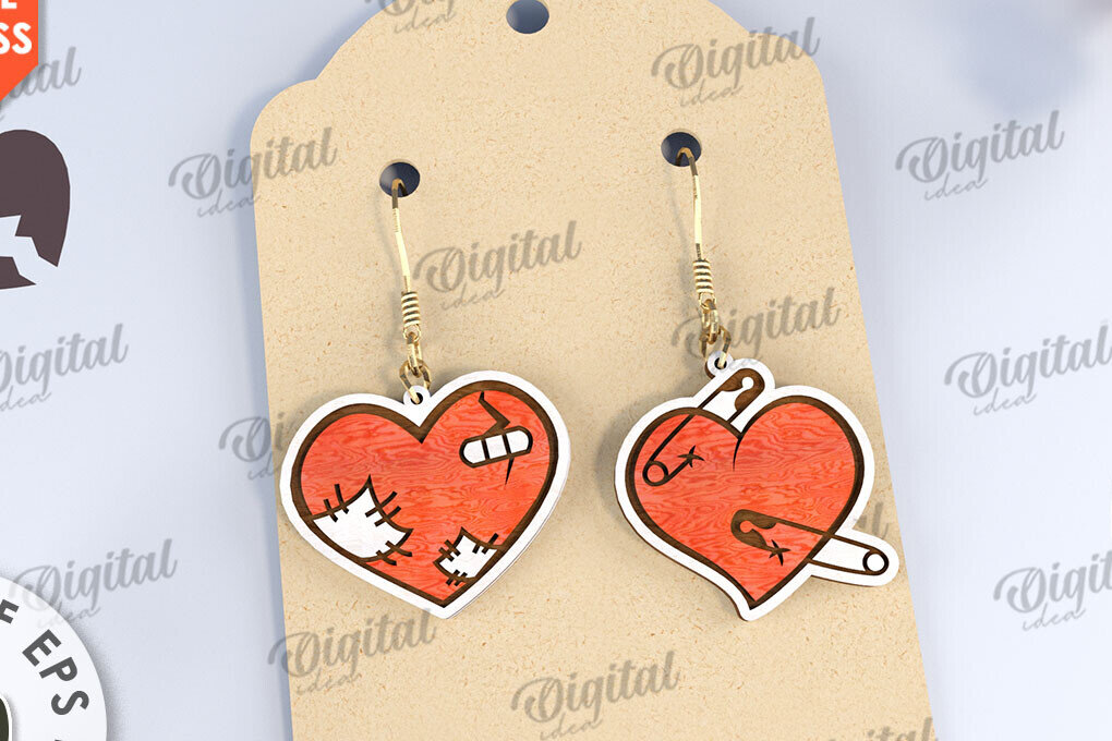 Σετ των 3 Intra απο ξύλο plywood 3mm-4mm πάχος Σκουλαρίκια κατά του Αγίου Βαλεντίνου Δίασταση 3x3 cm INTRAFABR-111678932