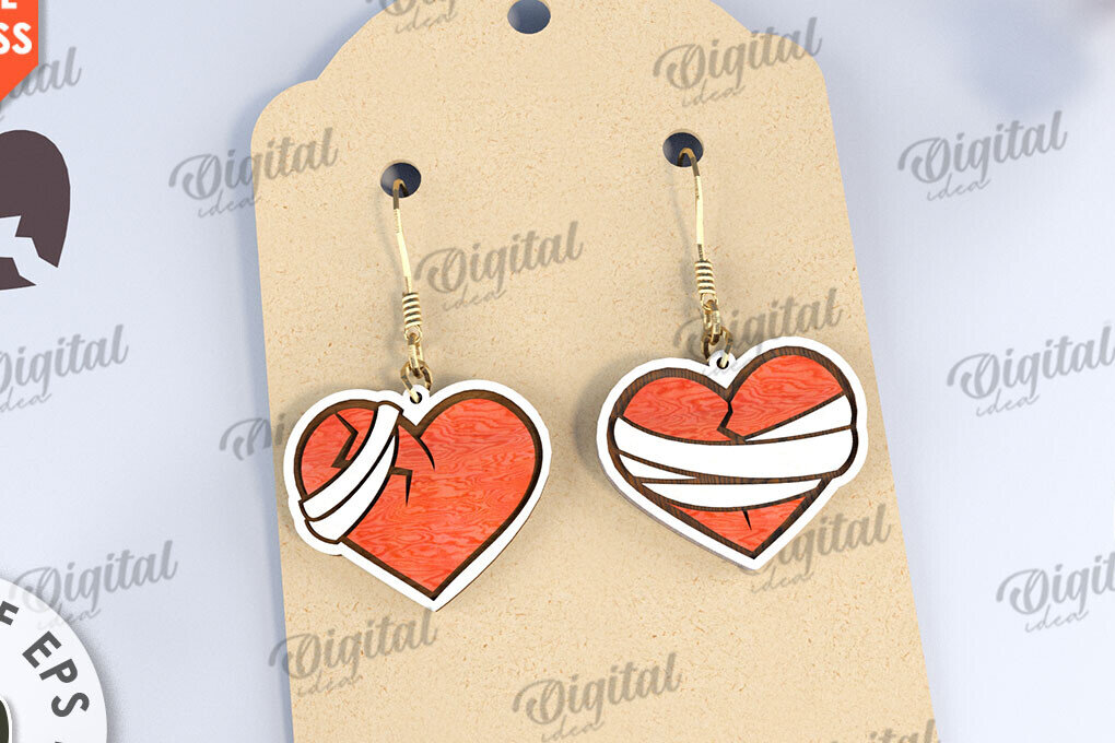 Σετ των 3 Intra απο ξύλο plywood 3mm-4mm πάχος Σκουλαρίκια κατά του Αγίου Βαλεντίνου Δίασταση 3x3 cm INTRAFABR-111678603