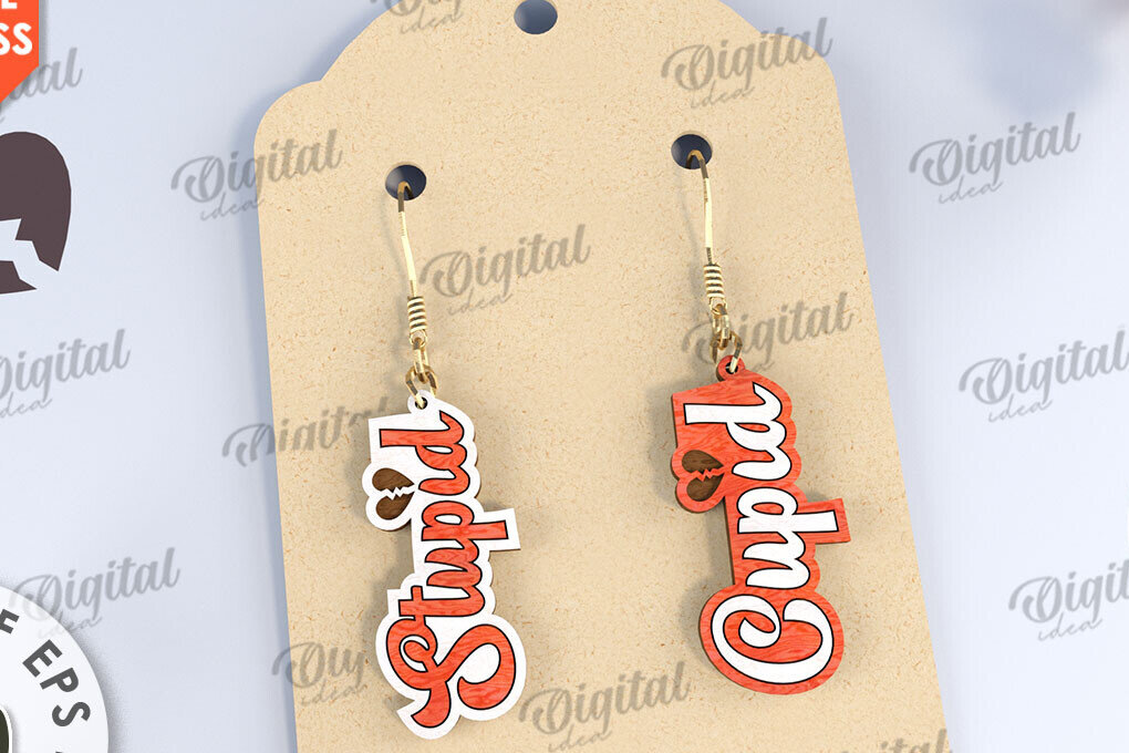 Σετ των 3 Intra απο ξύλο plywood 3mm-4mm πάχος Σκουλαρίκια κατά του Αγίου Βαλεντίνου Δίασταση 3x3 cm INTRAFABR-111678645